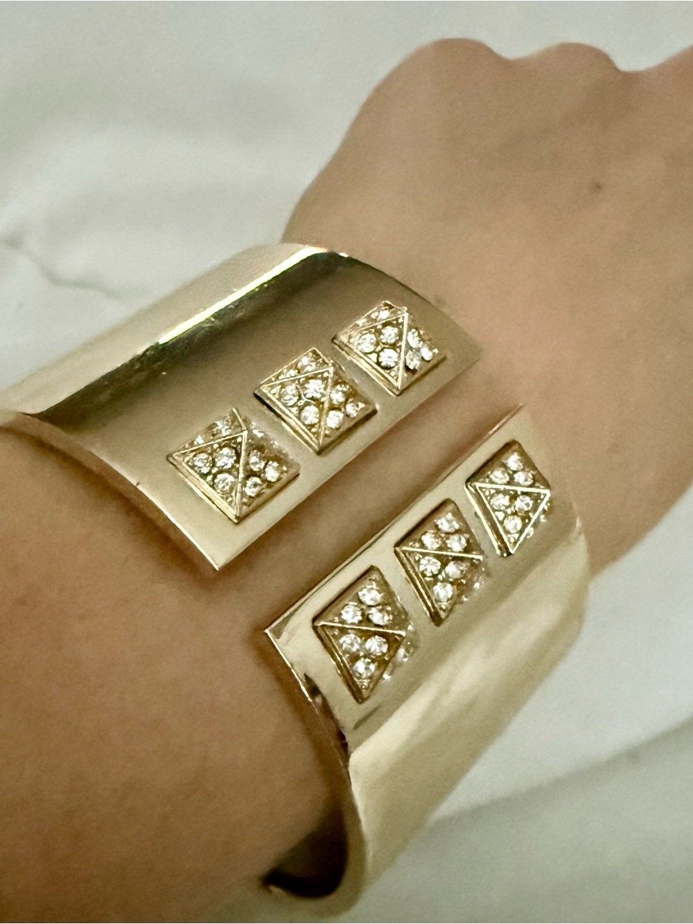 Y2K Victoria Secret Gold Crystal Accent Cuff Bracelet